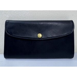 VTG Coach Wallet Black Leather Long Slim Card Organizer Checkbook Insert